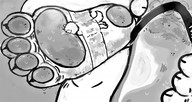 drawing feet furry anthro monochrome toes soles sweat in_shoe paws sandals shrunken_man foot_print taped_down stuck_to_foot mentha