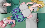 drawing nude blonde large_breasts long_hair cleavage pink_hair shrunken_woman giantesses panels between_buttcheeks viruslex pink_skin 2b