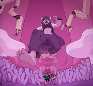 drawing feet furry cat anthro color toes barefoot soles glasses low_angle mouse smiling running shrunken_woman open_mouth scientist rat carpet chase running_away lab_coat imminent_crush ginger_(dod) nikki_(dod) jessica_(dod) misterdod silverscarf