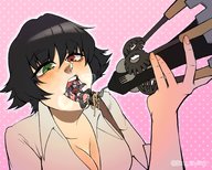 vore mouthplay fork lady tongue_held spaghetti heterochromia devil_may_cry hollewdz nero_son_of_virgil