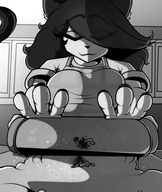 drawing crush monochrome blood gore shrunken_man cruel cat_girl cooking june mspaintgts