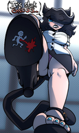 drawing crush panties upskirt black_hair color blue_eyes skirt high_heels low_angle shrunken_man heel cruel cat_girl shoe_crush june mspaintgts