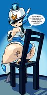 drawing butt_crush sitting looking_down chair big_butt arms_crossed no_background stuck_to_butt mighty_switch_force kloete5