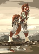 drawing furry giga anthro color giant cleavage multiple_sizes horse bondage cowgirl town looming caught looking_down mountains giantesses dangle wild_west lasso cowboy sheriff scream_(artist)