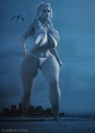 breasts giantess panties blonde dragon large_breasts toes barefoot cleavage bra angry castle queen snow sky soldiers digital_render game_of_thrones daenerys_targaryen bare_legs bare_midriff gtsz3d game_of_giantesses winterfell khaleesi