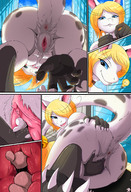 drawing giantess insertion pussy furry masturbation tail anthro blonde color clit cum blue_eyes buildings lying_down collar open_mouth asshole looking_back squeezing internal_view bell anon son2j