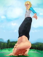 drawing feet blonde color giant penis clothed barefoot soles low_angle foot_worship looking_down under_foot foot_slave footjob femboy fooooly ryo_macro