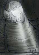 drawing feet monochrome toes anime smiling in_shoe shrunken_man looking_down shoe_insertion looking_at_tiny kononiko catherine_the_titan