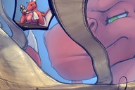 drawing nude furry dragoness horns wings anthro dragon color large_breasts high_heels angry in_shoe sitting shrunken_man reptile running_away annoyed scalie looking_at_tiny nommz cleaning_shoe orpbus
