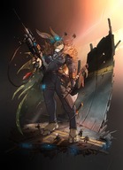 drawing furry anthro color bunny blood military shrunken_men sandals inside_clothing guns weapons skintight_clothing clothing_entrapment thesociallyawkwardpinguin utoverse