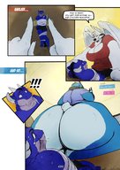 drawing furry anthro dragon comic color large_breasts butt butt_crush bondage looming shrunken_man goat reptile dialogue imminent_butt_crush scalie cutaway lokkoworks