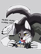drawing gentle feet furry wolf anthro color clothed licking toes barefoot playful saliva paws police lying_down uniform vehicles scar gasmaskfox