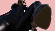 black_hair high_heels low_angle looming looking_down leather bdsm latex shoe_crush point_of_view looking_at_viewer raised_foot imminent_crush zipper digital_render pale_skin skintight_clothing kryptonlives