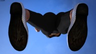 feet large_breasts butt clothed toes soles shoes low_angle in_shoe shrunken_men underboob under_foot see_through digital_render amgipi insoles