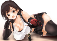 drawing giantess micro color large_breasts tifa_lockhart final_fantasy final_fantasy_7 shrunken_man cloud_strife threatening under_breasts alice-magic