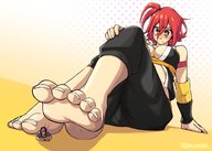 drawing blushing black_hair color barefoot low_angle red_hair shrunken_woman looking_down under_foot pale_skin hollewdz alkaid .hack//