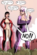 breasts drawing giantess white_hair city mega black_hair color large_breasts handheld cleavage buildings gloves asian park short_hair boots giantesses mask cat_girl costume catsuit looking_back trees jumpsuit dialogue tigra hands_on_hips orange_hair orange_skin black_cat stature spider-man marvel_comics beetle caiman2 earth_20052 felicia_hardy hellcat expanding_woman yuri_watanabe