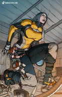 drawing growth giantess color destruction clothed multiple_sizes giantesses pants indoors outgrowing_space giantessfan borderlands cramped r2roh maya_(borderlands)