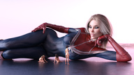 blonde comic lying_down shrunken_woman suit dialogue digital_render lfcfan silverstar