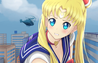 drawing giantess city blonde color blue_eyes helicopter anime sailormoon kentaryu