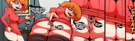 drawing crush blushing comic color butt handheld butt_crush green_eyes shrunken_man teasing entrapment cruel date smothering orange_hair mspaintgts clara