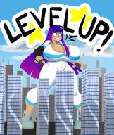 drawing giantess city mega color cleavage purple_hair huge_breasts cartoon kbeezy5200 glitch_tech
