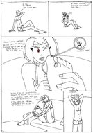 drawing panties comic monochrome barefoot bra shrinking red_eyes shrunken_man magnifying_glass looking_at_tiny candyrocks_gts