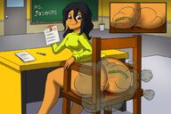 drawing black_hair color long_hair butt sitting fart looking_down dark_skin shrunken_person nomisttforever