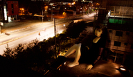 collage city black_hair long_hair barefoot buildings asian sitting outdoors mrscaryface2
