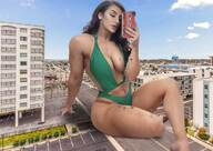collage city cleavage buildings brunette sitting bbw phone outdoors tekitocreations kiki_vhyce