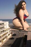 collage swimsuit cleavage brunette smiling bbw kneeling looking_down outdoors tekitocreations