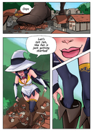 drawing giantess feet comic black_hair color long_hair destruction clothed toes cleavage buildings anime high_angle smiling story socks elf boots witch foot_crush town walking collar outdoors under_foot jewelry undressing tinies thigh_highs panels running_away bangs thick_thighs sound_effects pointed_ears bubimun