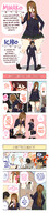 drawing comic long_hair clothed brunette smiling mini_giantess dialogue panels thick_thighs uru