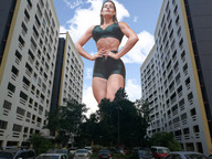 giantess collage city mega brunette wonderslug muscles looking_down point_of_view patricia_parada