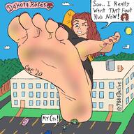 drawing long_hair toes barefoot soles brunette looking_down vehicle_crush dialogue winking 788sdesire