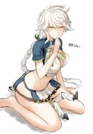 drawing white_hair color barefoot yellow_eyes shrunken_man sitting_on utopia no_background