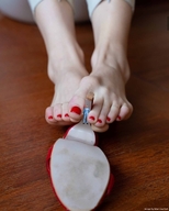 collage feet barefoot high_heels shrunken_man between_toes red_nails msku