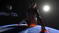 giantess white_hair nude earth giga space destruction planet butt_crush moon sun digital_render cosmic_giantess the_witcher sitting_on_planet international_space_station ciri render-farmer