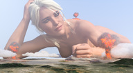 breasts giantess white_hair nude giga destruction lying_down explosion looking_down mountains nuke digital_render the_witcher ciri render-farmer