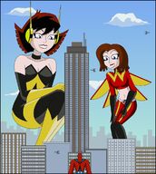 breasts drawing giantess wings city mega color large_breasts giant blue_eyes cleavage buildings helicopter brunette multiple_sizes gloves short_hair boots skyscraper giantesses avengers crouching costume milf ant-man looking_back leaning_forward looking_at_tiny janet_van_dyne marvel_comics hope_van_dyne nightcore100 the_wasp bare_midriff avengers_earths_mightiest_heroes giant-man hank_pym