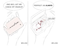 drawing blushing monochrome bondage shrunken_woman cruel closed makeup shibari nyu_kinks