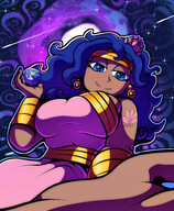 drawing giantess earth giga color blue_eyes handheld blue_hair galaxy point_of_view mspaintgts cosmic_giantess samsa