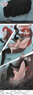 drawing giantess panties feet mega upskirt comic color long_hair barefoot yellow_eyes socks red_hair uniform worship falling earrings tripping artclonov