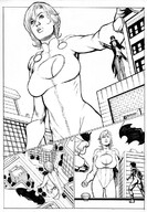 breasts drawing giantess city mega comic monochrome large_breasts cleavage buildings gloves airplane fishnets batman costume cape leotard power_girl huntress zatanna dc_comics nightwing