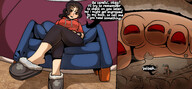 drawing feet black_hair color toes sweat brown_eyes shrunken_man red_nails mspaintgts moccasin shoe_entrapment shrunk_at_college alena_scarea