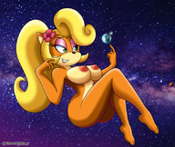 drawing giantess nude earth blonde space color planet green_hair looking_at_tiny cosmic_giantess chaosknight_1