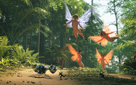 nude wings running shrunken_man forest flying digital_render gtsnova