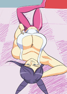 drawing color large_breasts cleavage purple_hair lying_down shrunken_man ace_attorney apollo_justice between_breasts aura_blackquill idooodlestuff