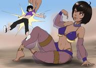 drawing color barefoot red_eyes brunette sitting shrunken_woman between_fingers licking_lips imminent_vore skimpy_clothing freimgul