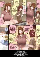 drawing comic color large_breasts clothed brunette brown_eyes mini_giantess maid_uniform intimidation servant uru bullying